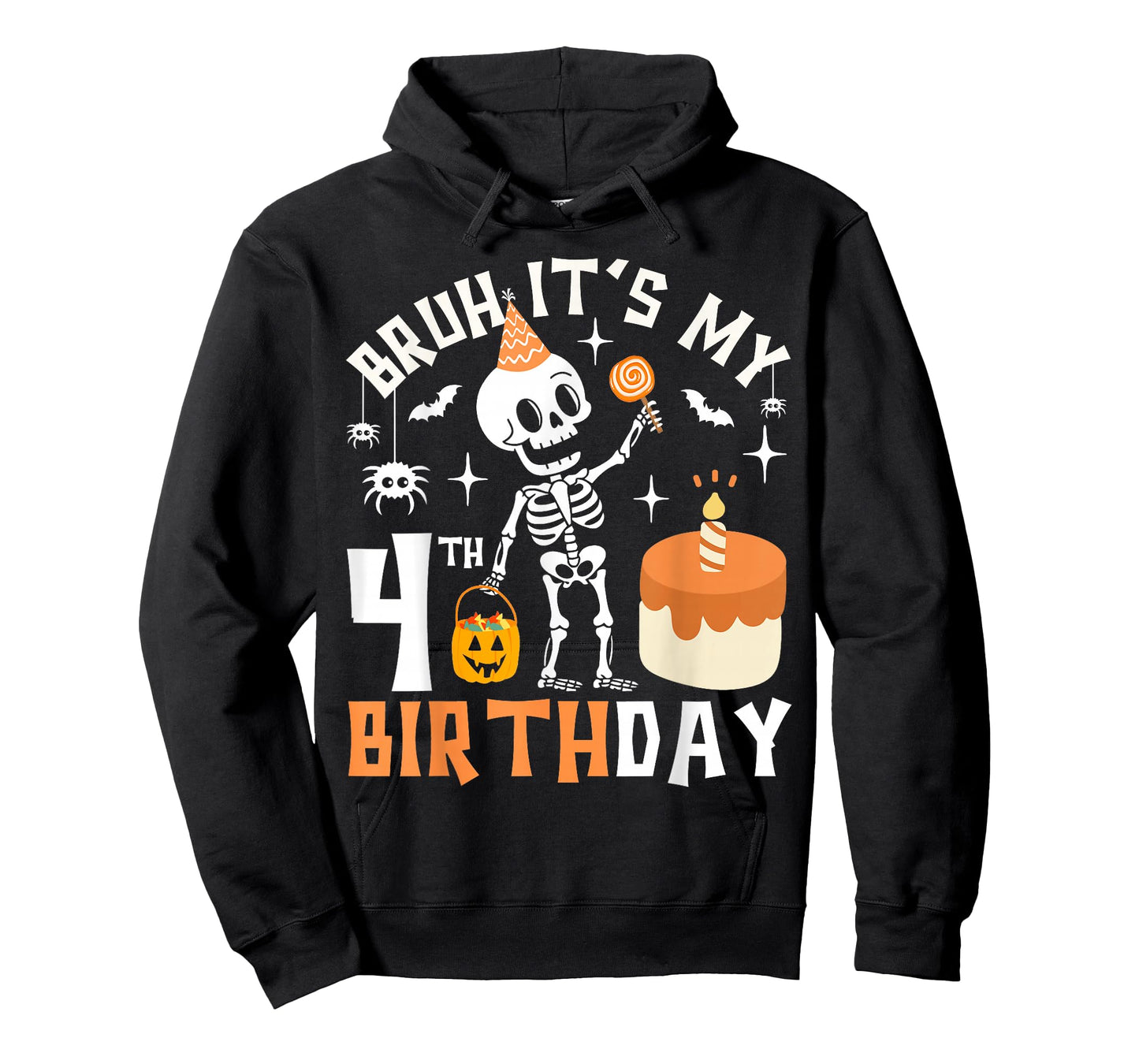 Halloween 4th Birthday Bruh-Funny Skeleton 4th Bday Kids Boy T-Shirt