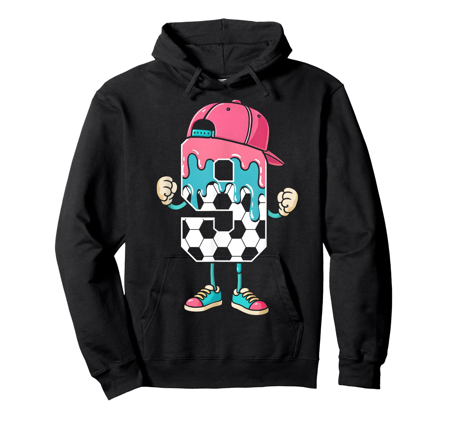 Soccer 9 Year Old Ice Cream Drip Youth 9th Birthday Boy 9 T-Shirt