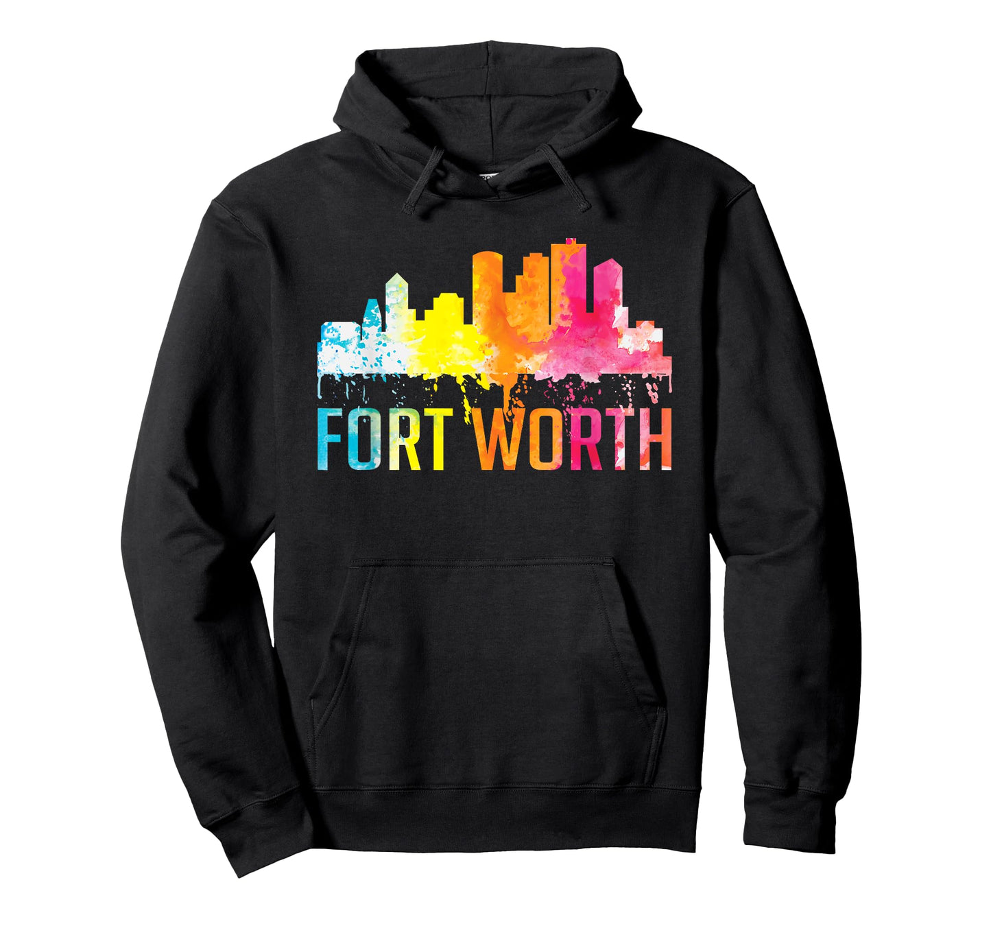 Fort Worth Texas Retro Watercolor Skyline Art Souvenir Gift T-Shirt