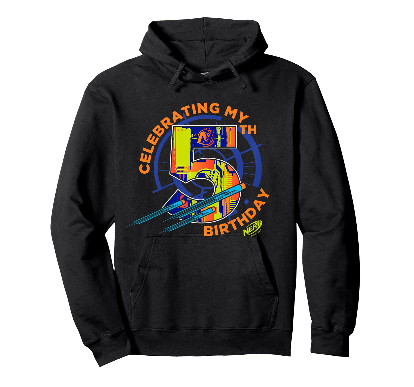 Kids Nerf Birthday Celebrating My 5th Graphic Color Filled Logo T-Shirt