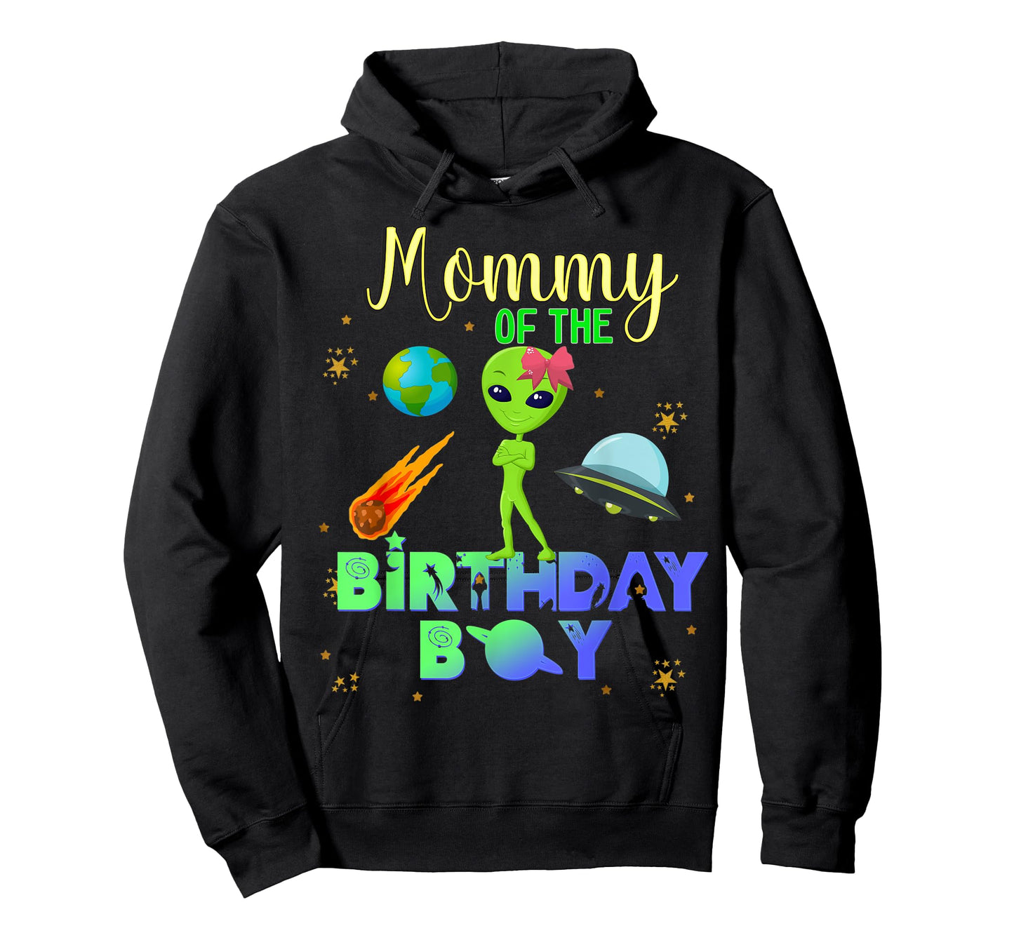 Alien Birthday Boy Party Theme Spaceship Mommy T-Shirt