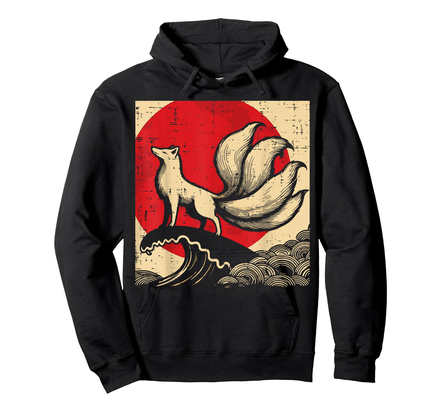 Nine Tailed Fox Red Sun Japanese Ukiyo-e Art Women Men Kids T-Shirt