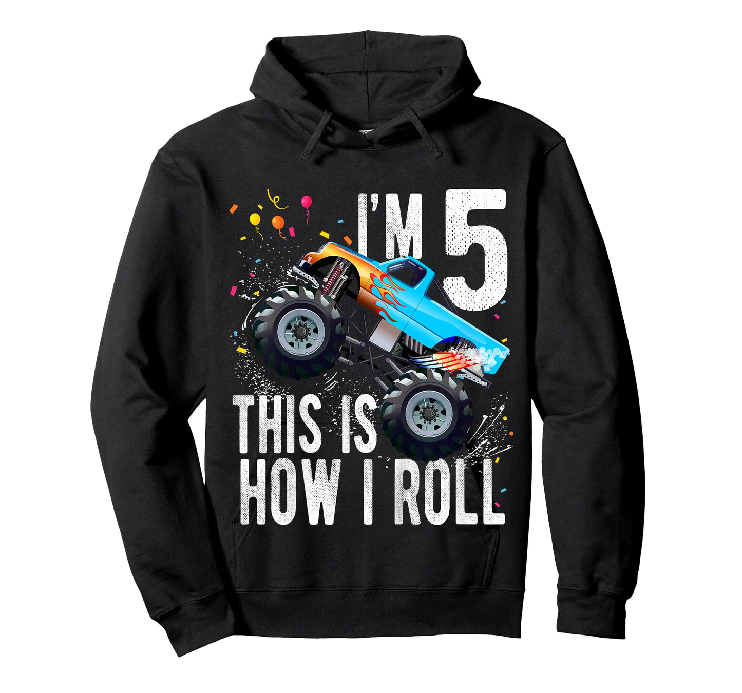 Kids 5 Year Old Shirt 5th Birthday Boy Monster Truck Car T-Shirt