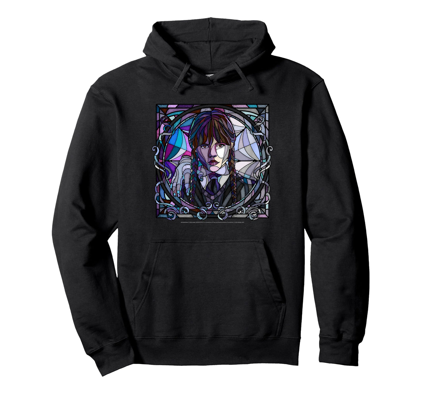 Wednesday & Thing Stained Glass Square Portrait T-Shirt
