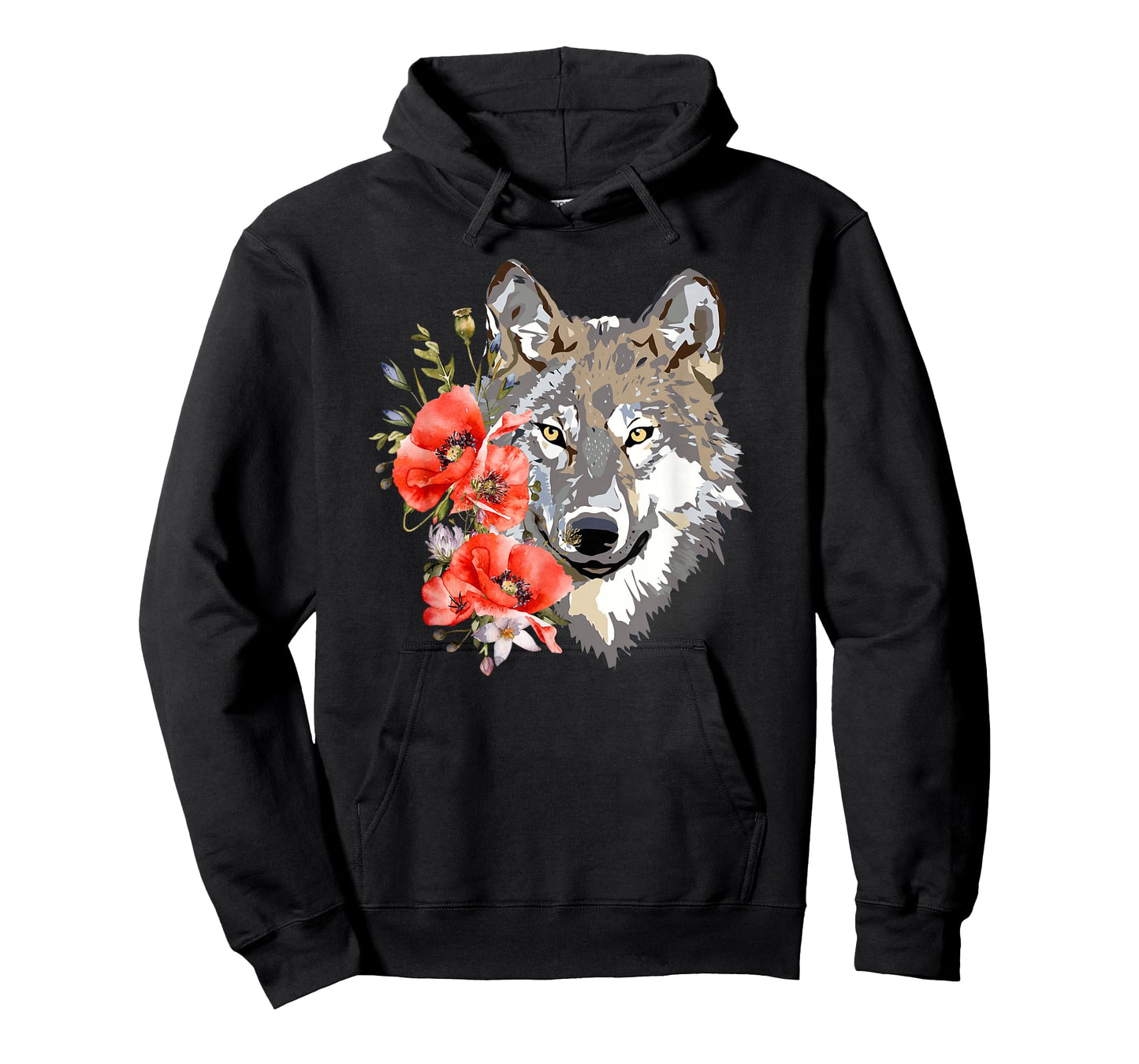 Wolf Cute Floral Graphic Wolves Women Girls T-Shirt