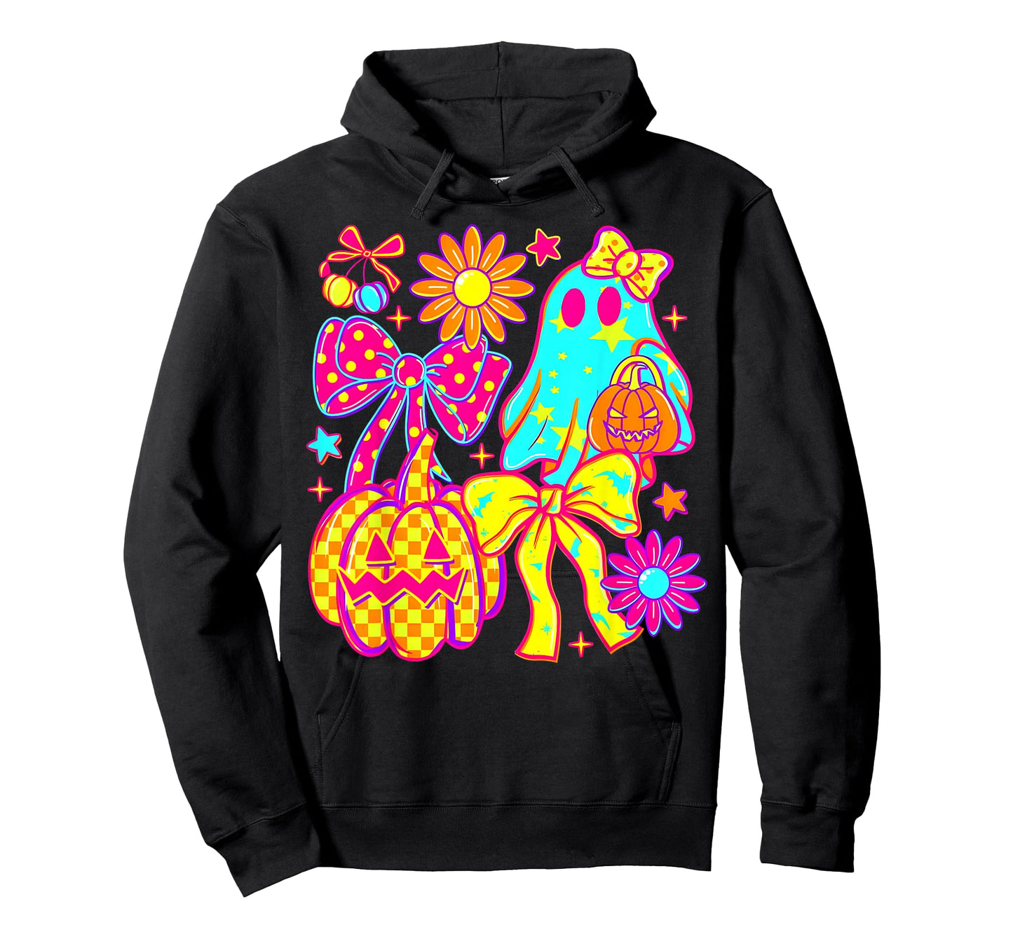Coquette Bow Ghost Pumpkin Floral Halloween Colorful Women T-Shirt