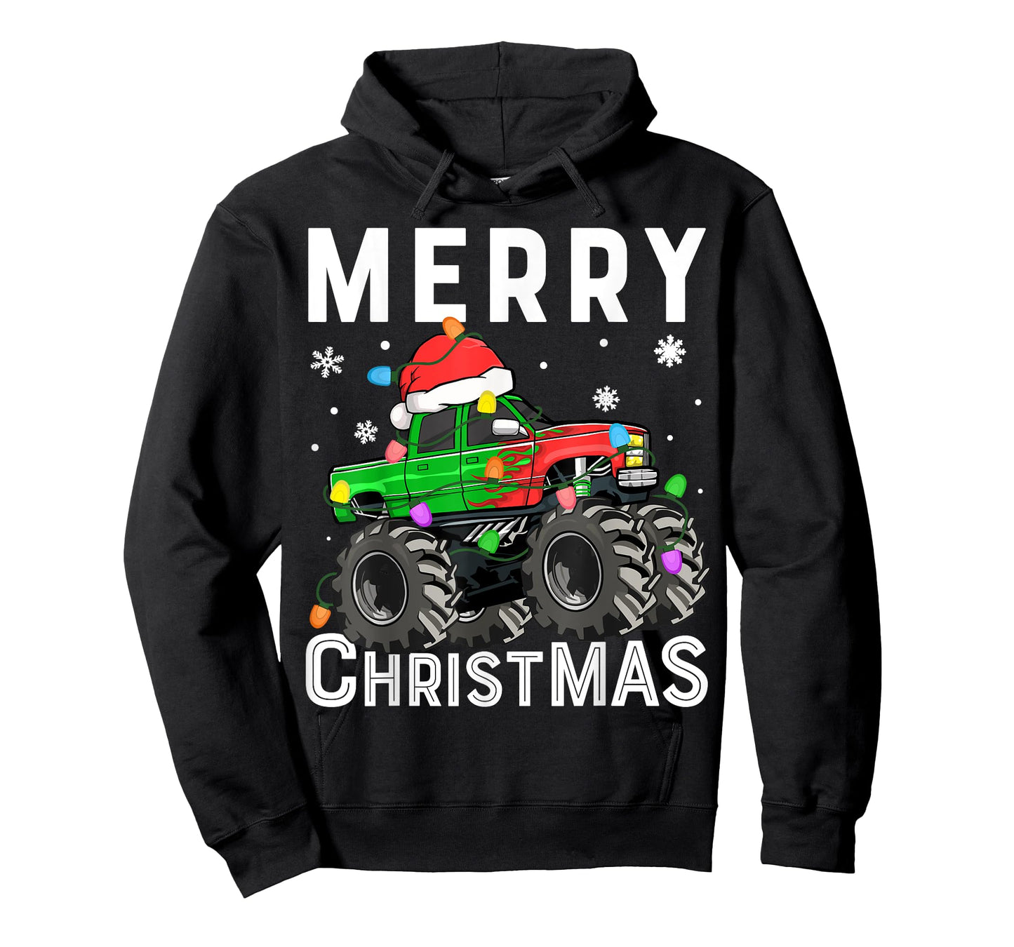 Boys Monster Truck Merry Christmas Santa Hat Toddler T-Shirt