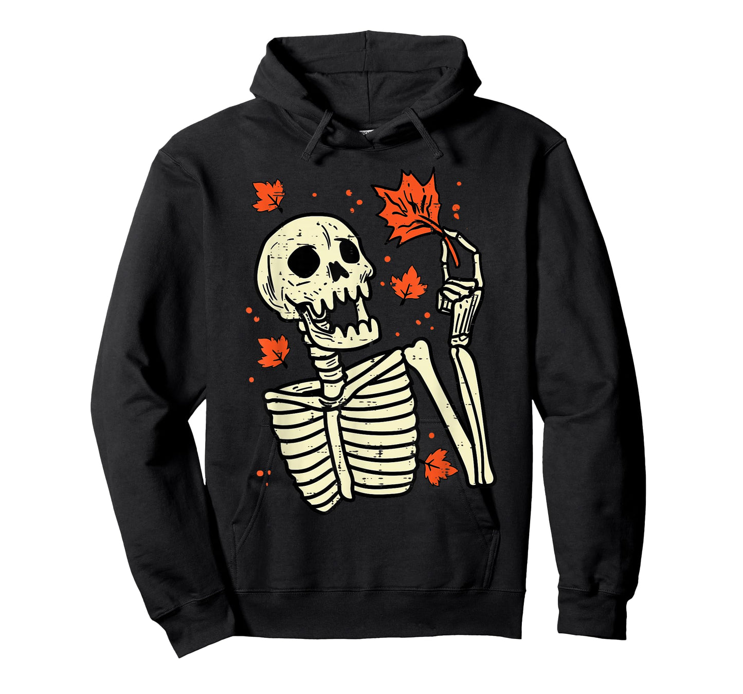 Skeleton Maple Leaf Skull Retro Vintage Halloween Fall Women T-Shirt