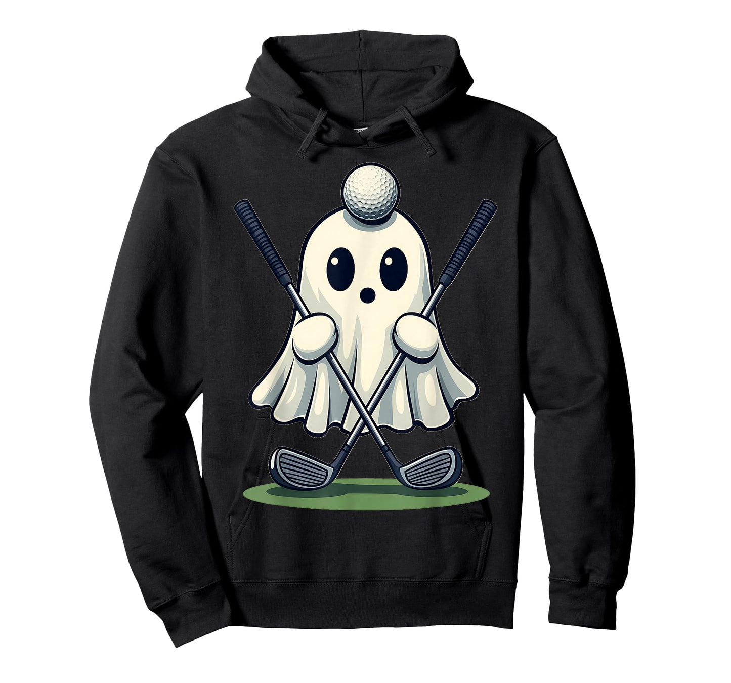 Halloween Ghost Ball Head Holding Golf Clubs Funny T-Shirt