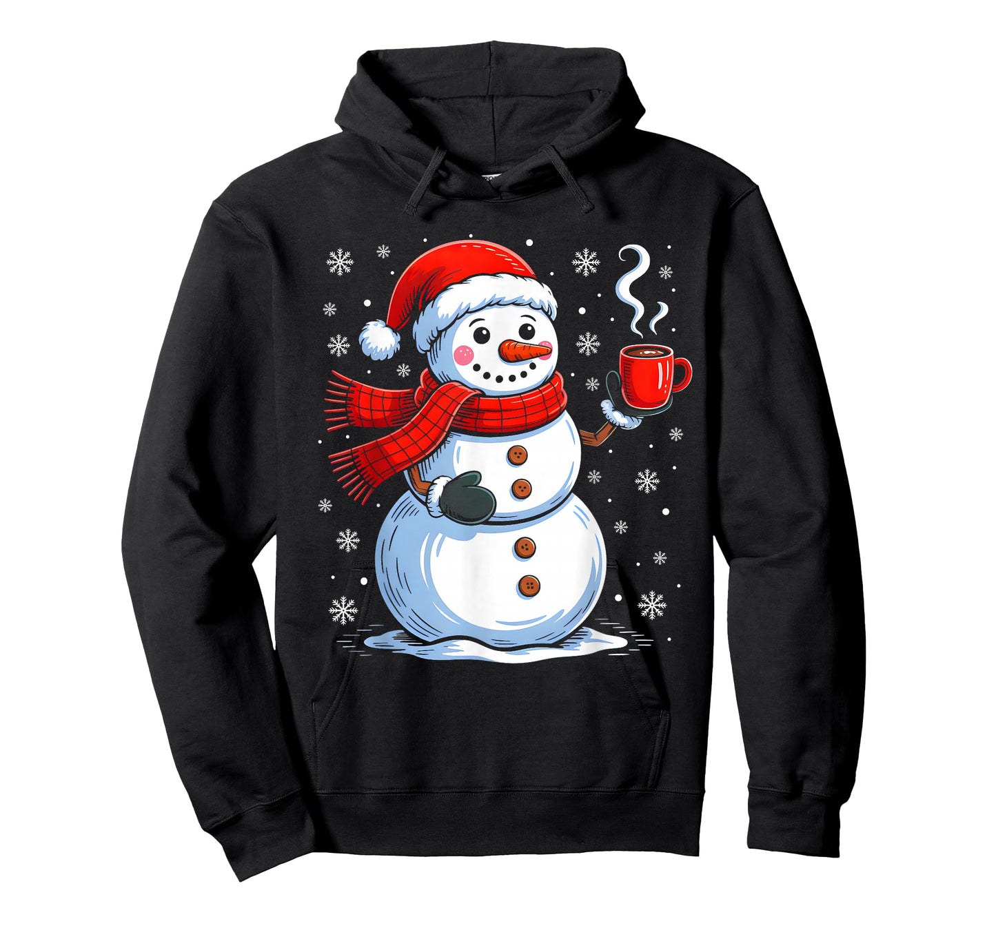 Cute Snowman Drinking Coffee Christmas Funny Xmas Pajamas T-Shirt