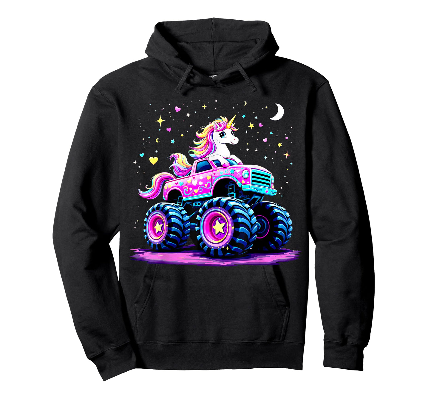 Funny Cute Unicorn Riding A Pink Monster Truck T-Shirt