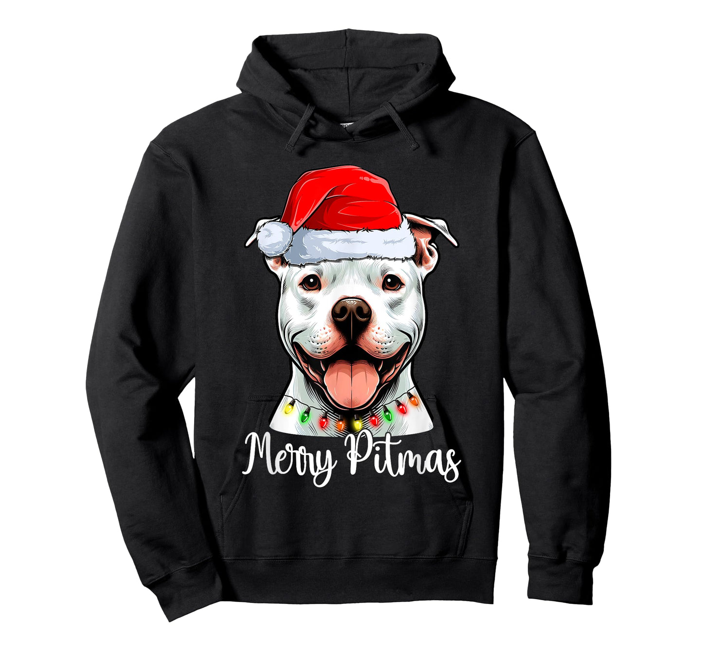 Pit Bull Santa Christmas Tree Lights Xmas Merry Pitmas T-Shirt