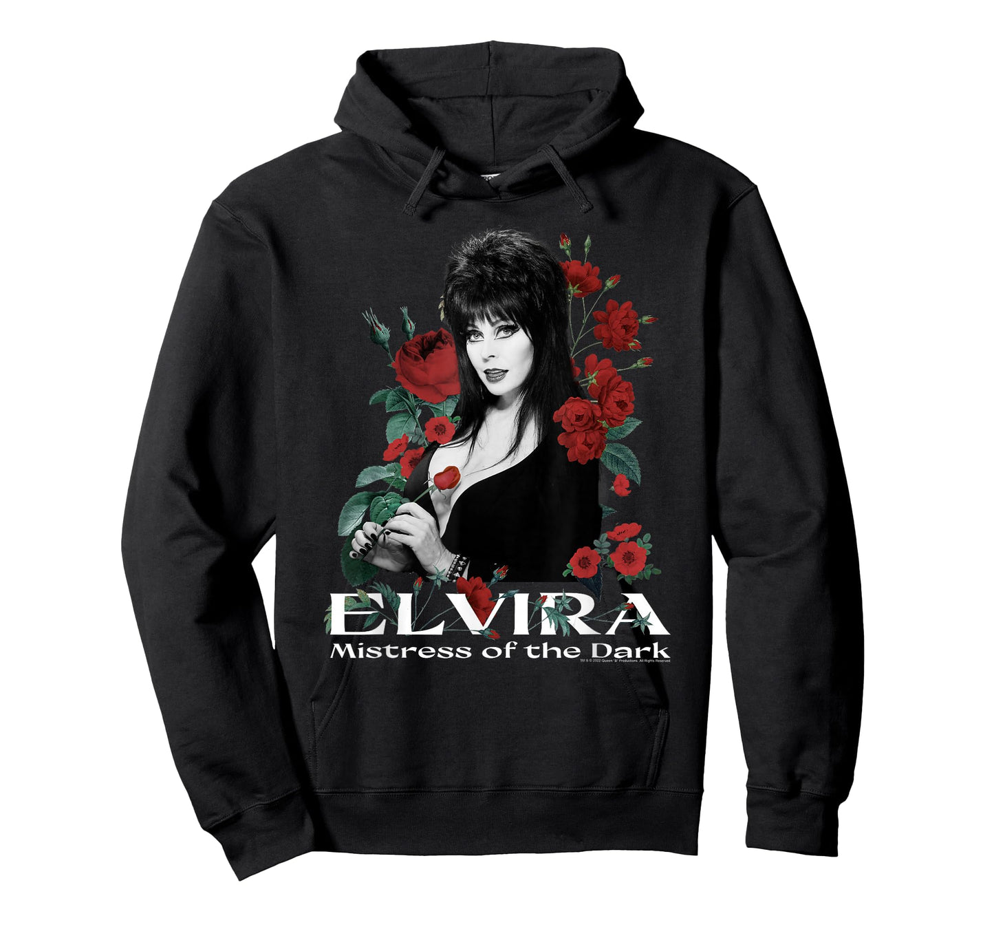Elvira Mistress of The Dark Red Roses Portrait T-Shirt