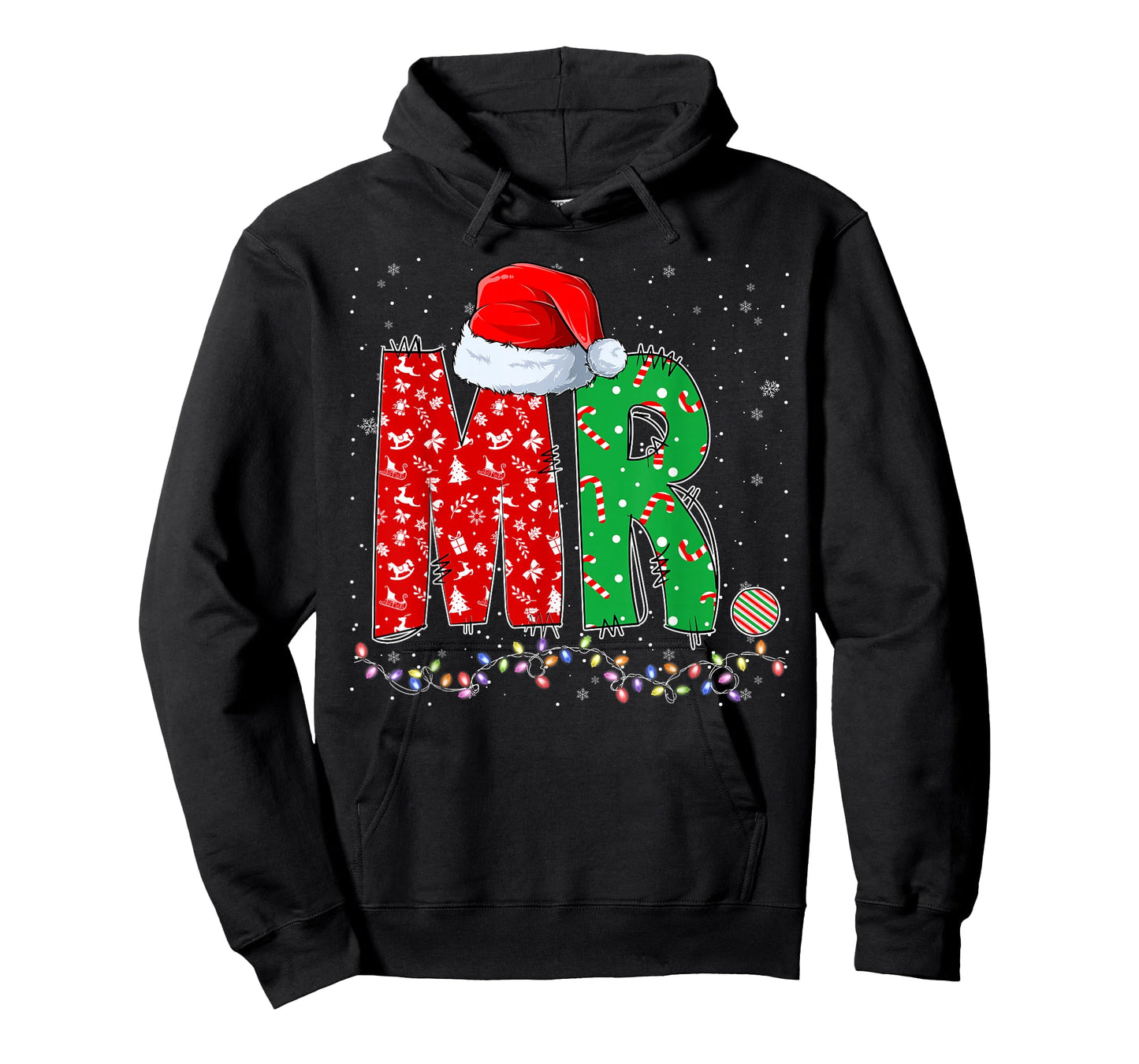 Mr. Santa Hat Xmas Lights Christmas Pajama Matching Couples T-Shirt