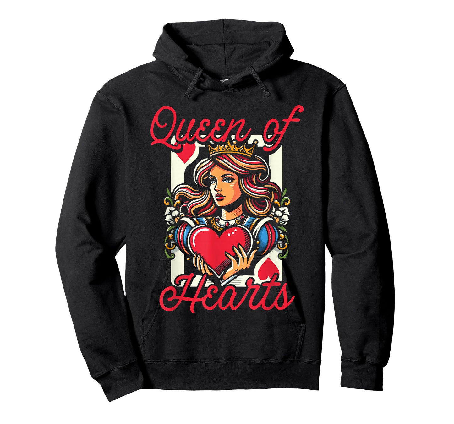 Queen Of Hearts Vintage Card Design Love Passion Girl Women T-Shirt