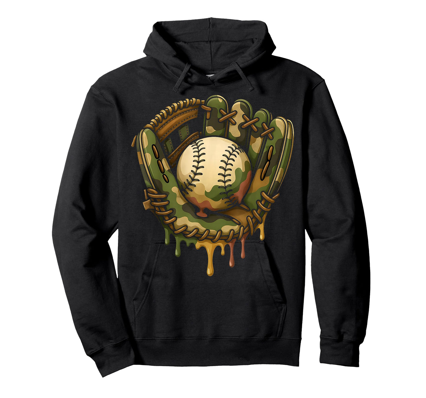 Baseball Drip Camo Baseball Glove Boys Sports Cool Game Day T-Shirt