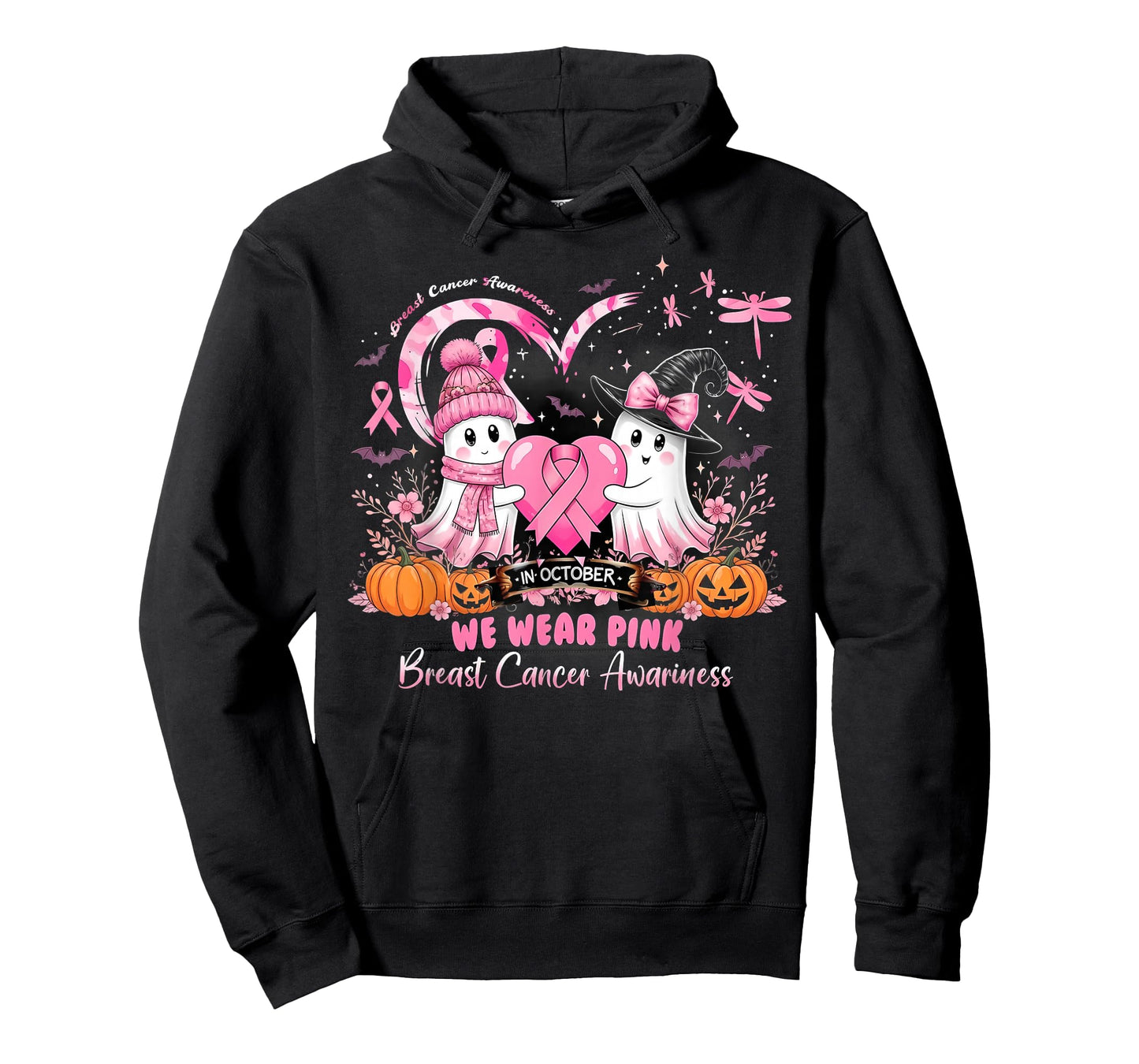 in October We Wear Pink Breast Cancer Dragonflies Awareness T-Shirt