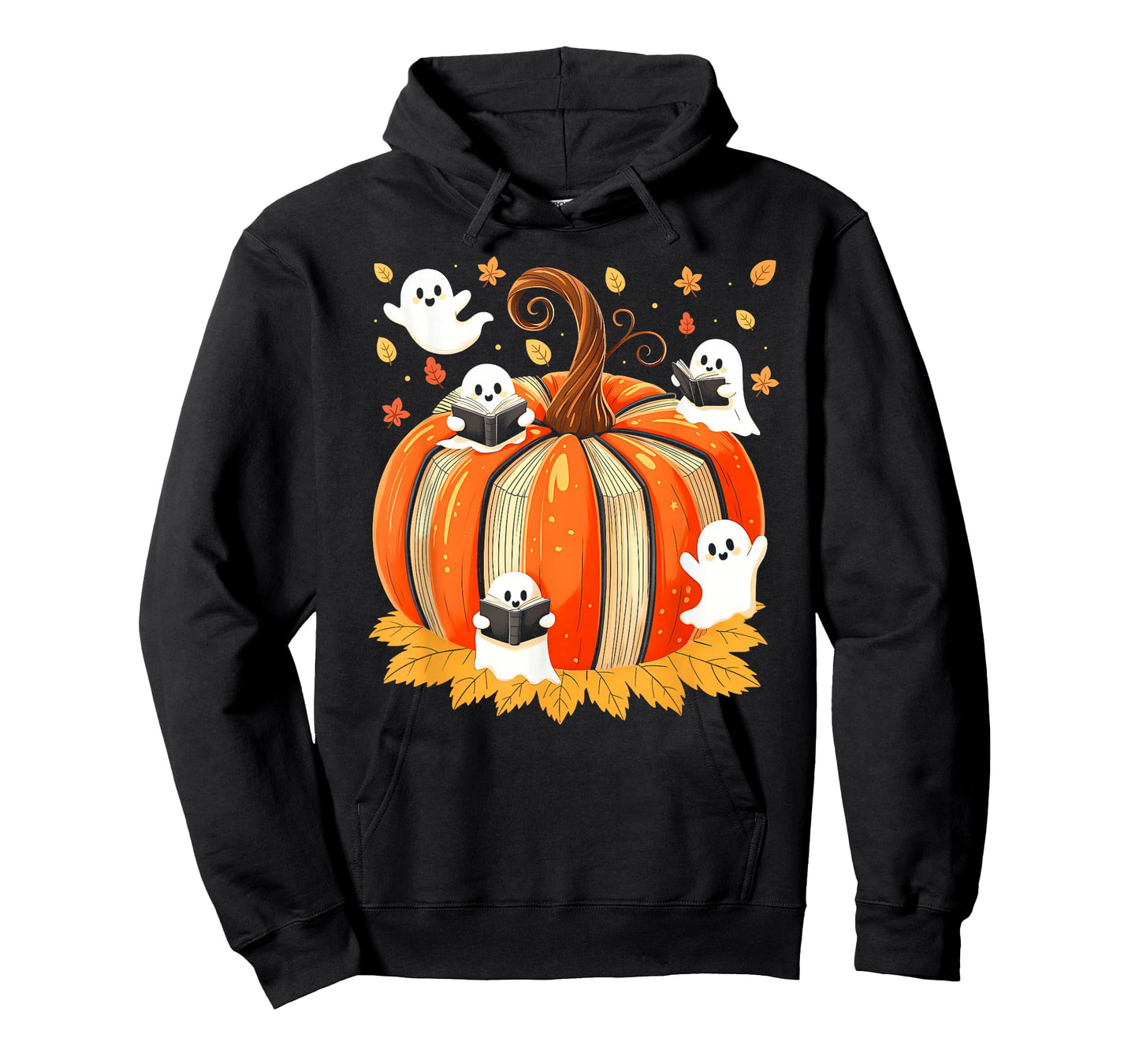 Fall Book Pumpkin Books Ghost Reading Halloween Teacher T-Shirt