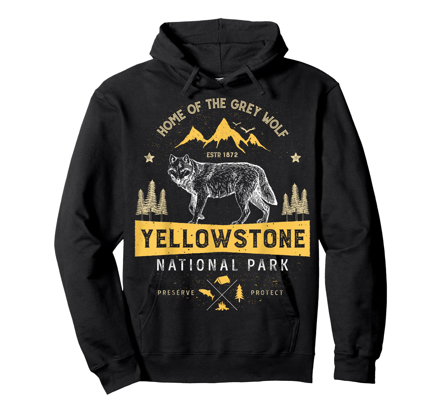 Yellowstone National Park T shirt US Wolf Vintage Men Women T-Shirt