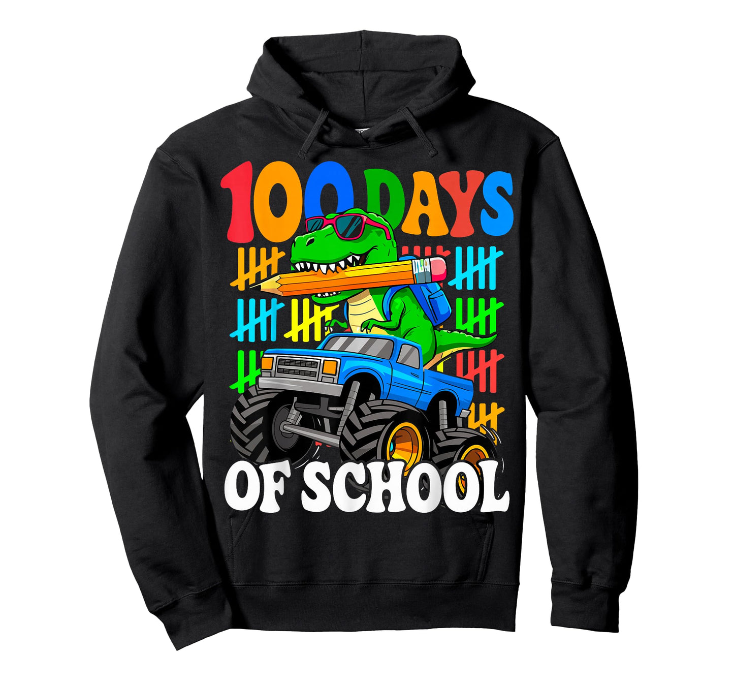100th Day of School Monster Truck Dinosaur 100 Days School T-Shirt