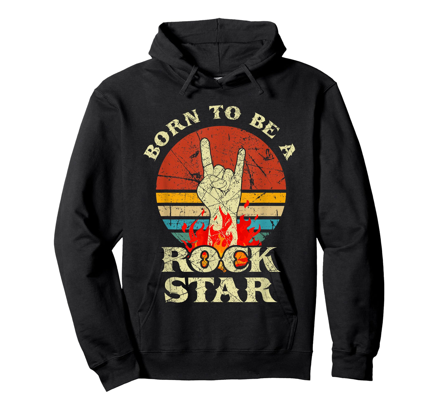 Born To Be Rock Star T-Shirt Hand Horns Vintage Retro T-Shirt