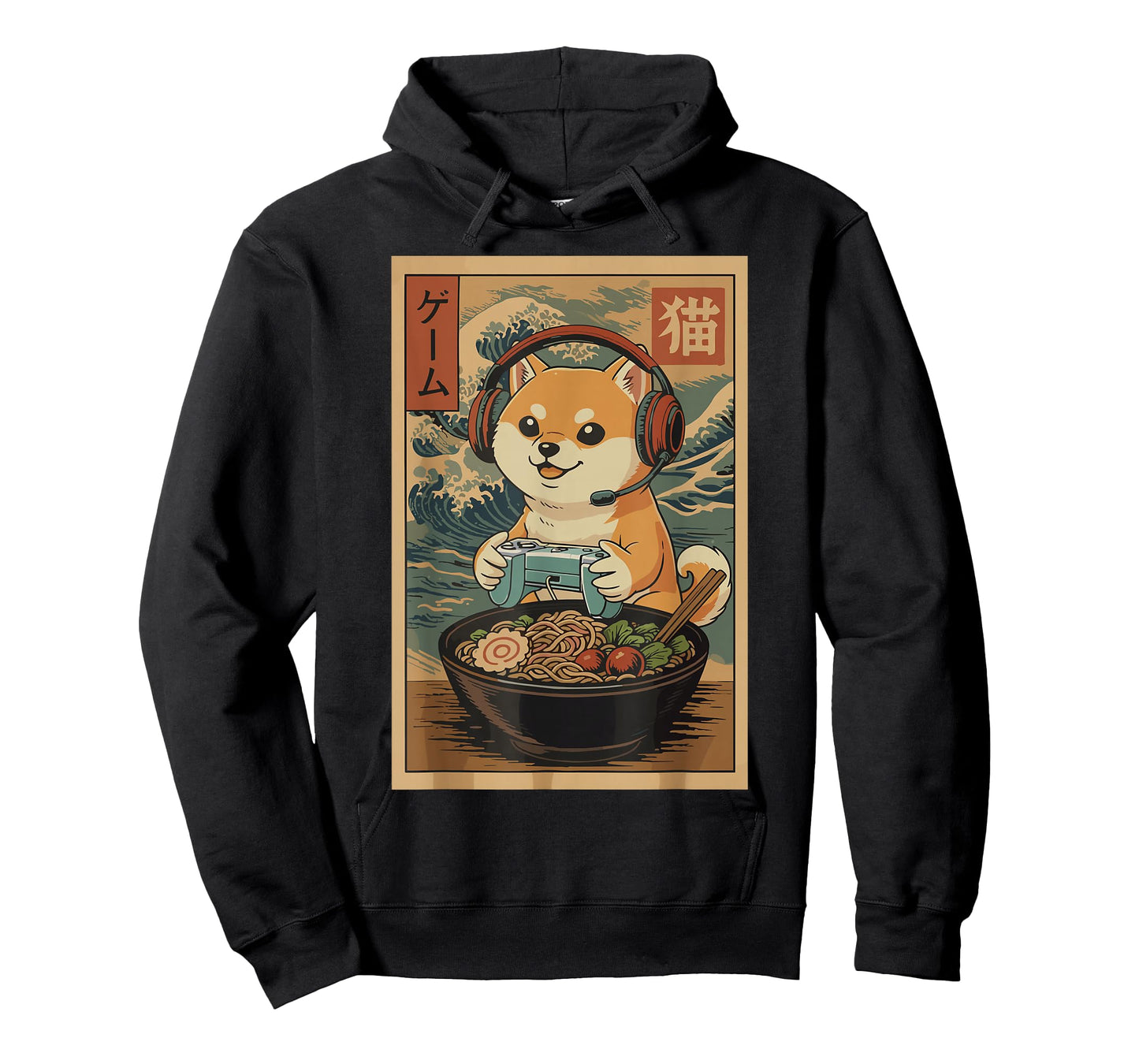 Kawaii Japanese Ramen Dog Retro Gaming Shirts for Men T-Shirt