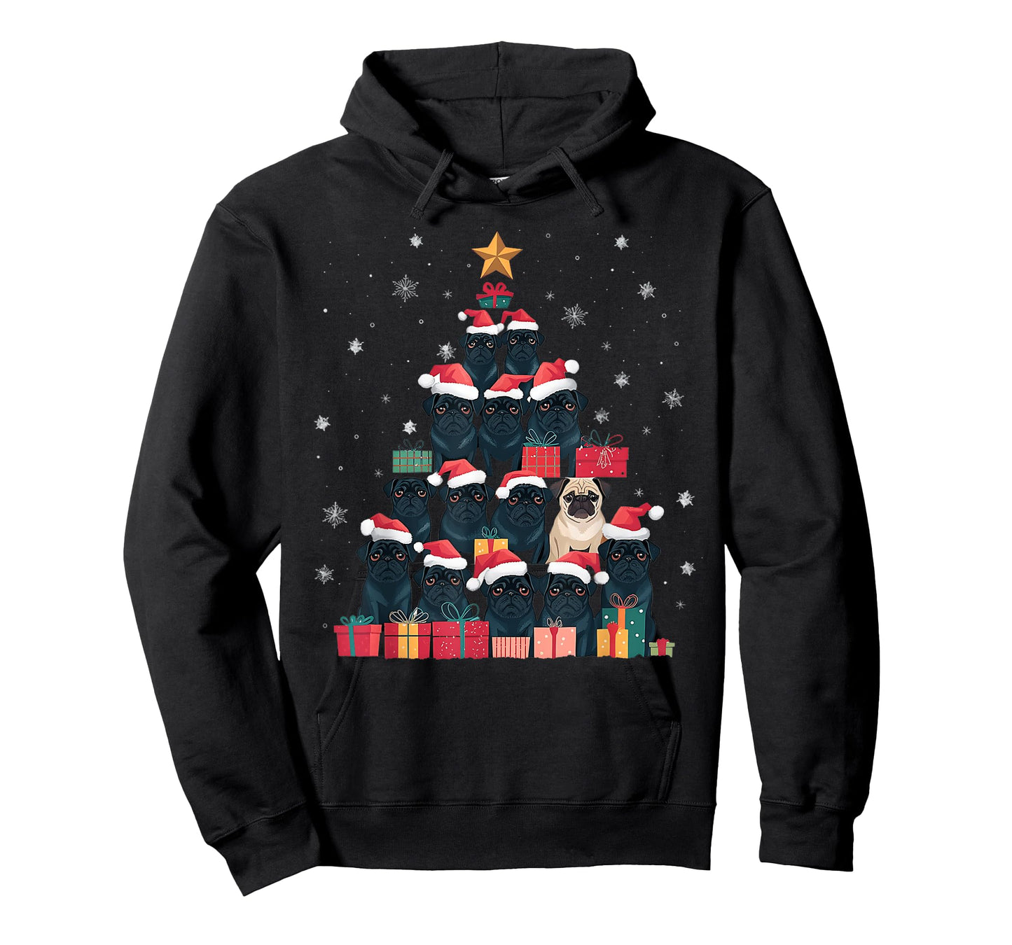 Black Pug Christmas Tree Dog Santa Xmas Merry Dogmas T-Shirt for Men Women Kids