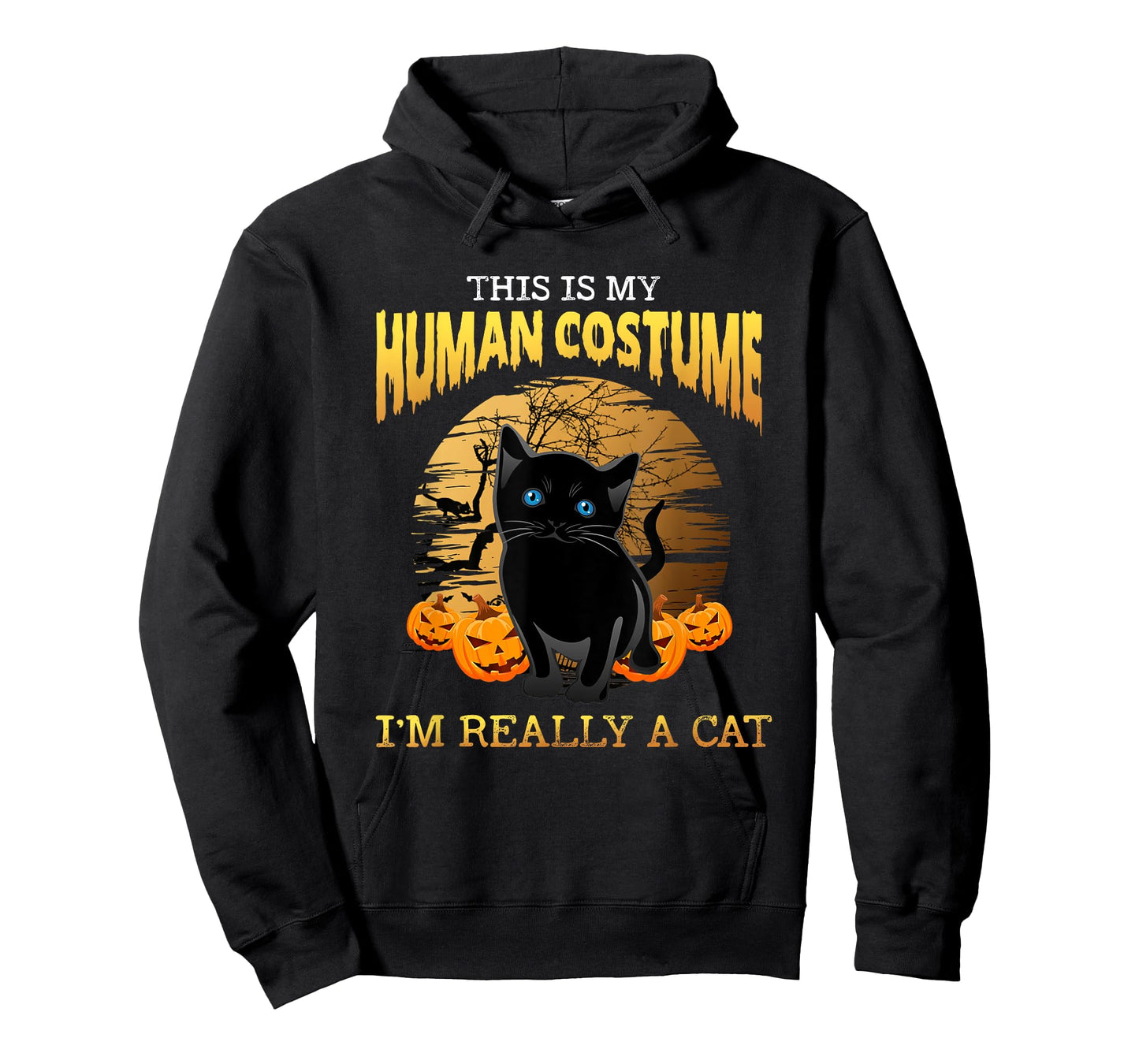 This Is My Human Costume I'm Really A Cat Black Halloween T-Shirt