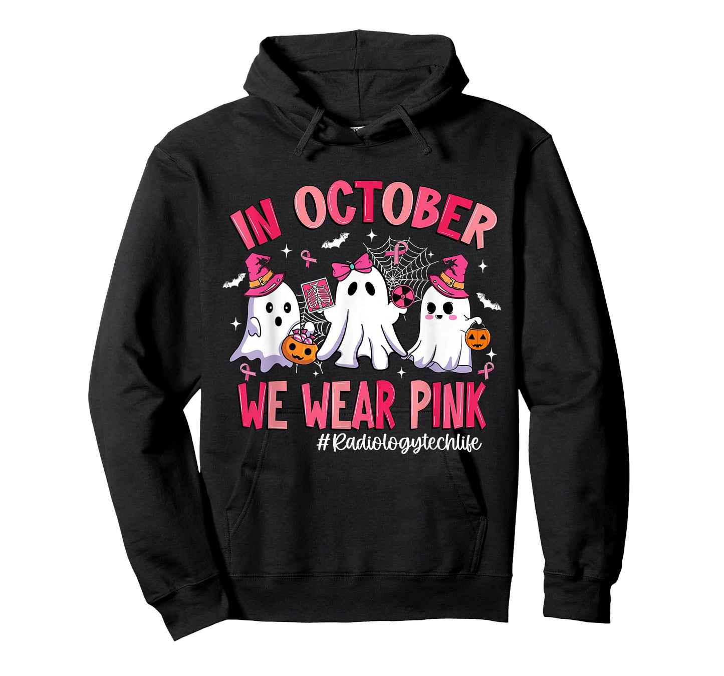 in October We Wear Pink Radiology Tech Life Breast Cancer T-Shirt