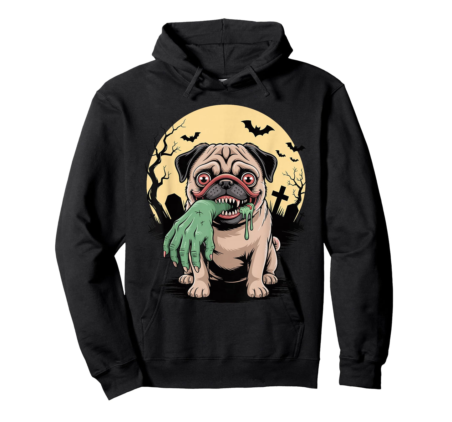 Halloween Moon Zombie Hand Pug Pugs T-Shirt