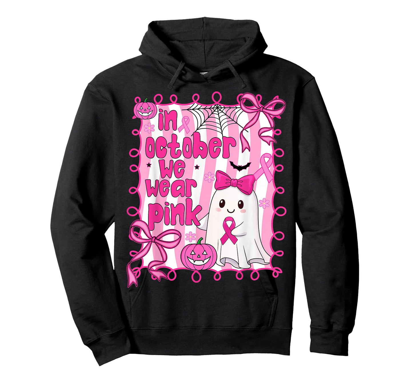 Coquette Cute Ghost In October We Wear Pink Breast Cancer T-Shirt