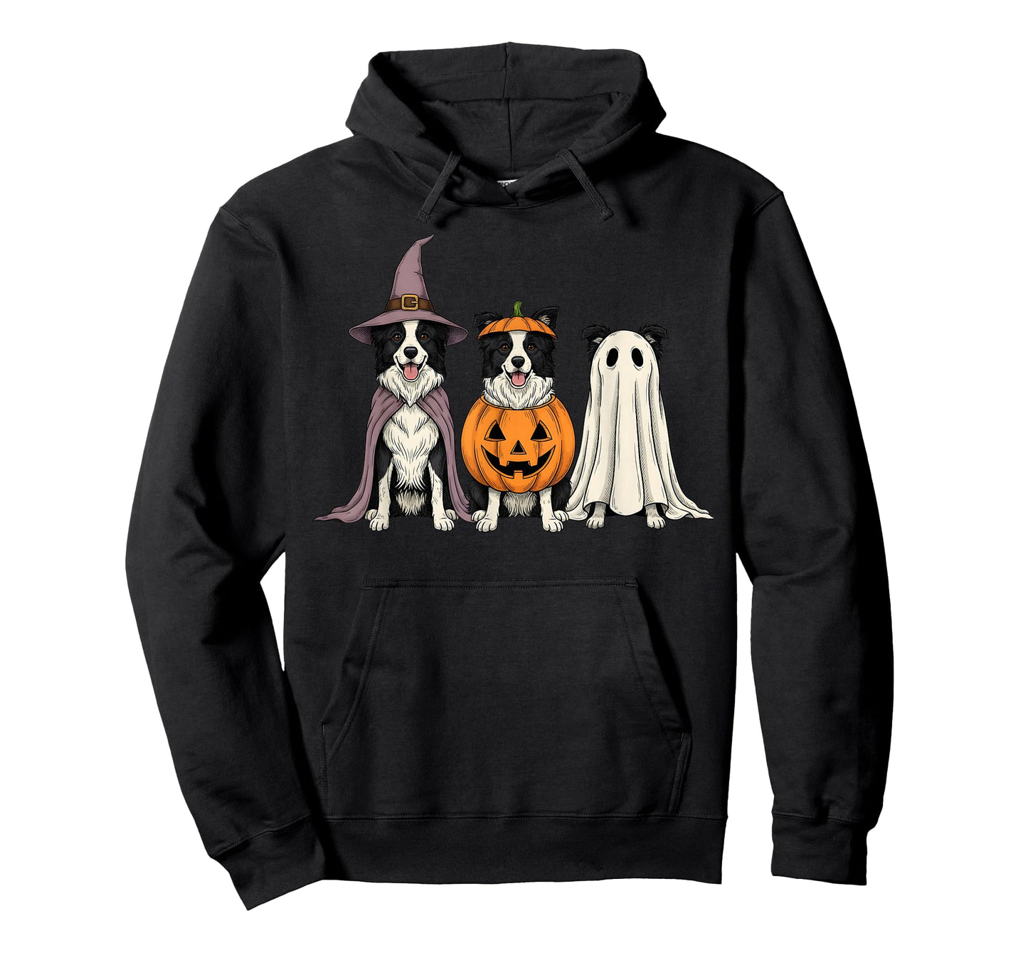 Spooky Ghost Border Collie Pumpkin Halloween Dog Lover T-Shirt