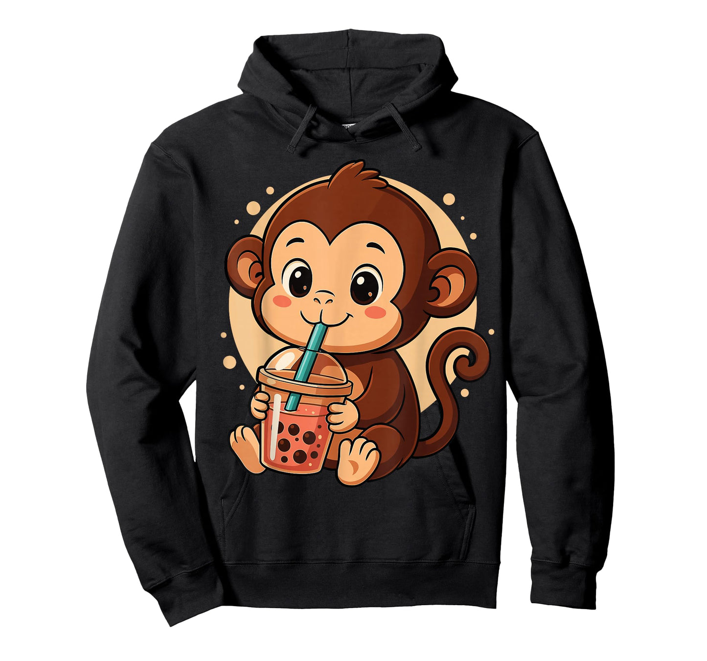 Cute Monkey Kawaii Anime Drinking Bubble Tea Girl Kids T-Shirt