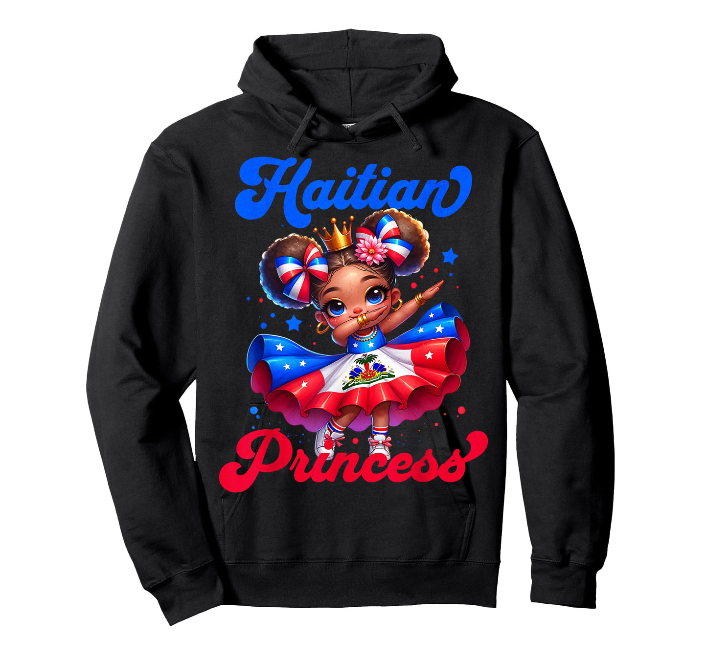 Dabbing Melanin Haitian Princess Haiti Flag Black Girls T-Shirt