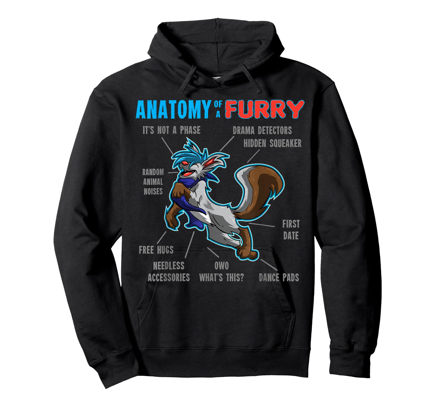 Furry shirt - Anatomy of a Furry - cartoon wolf shirt T-Shirt