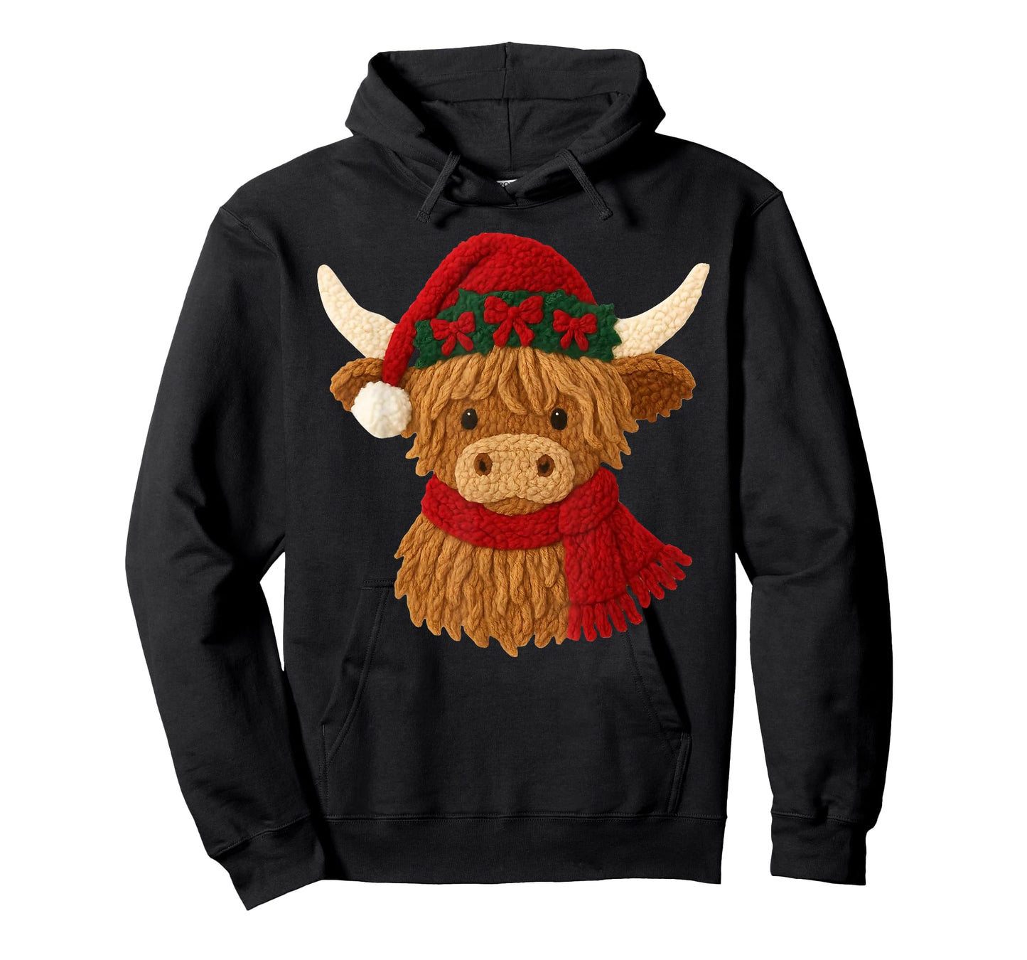 Crochet Highland Cow Christmas Winter Girly Kids Toddler T-Shirt