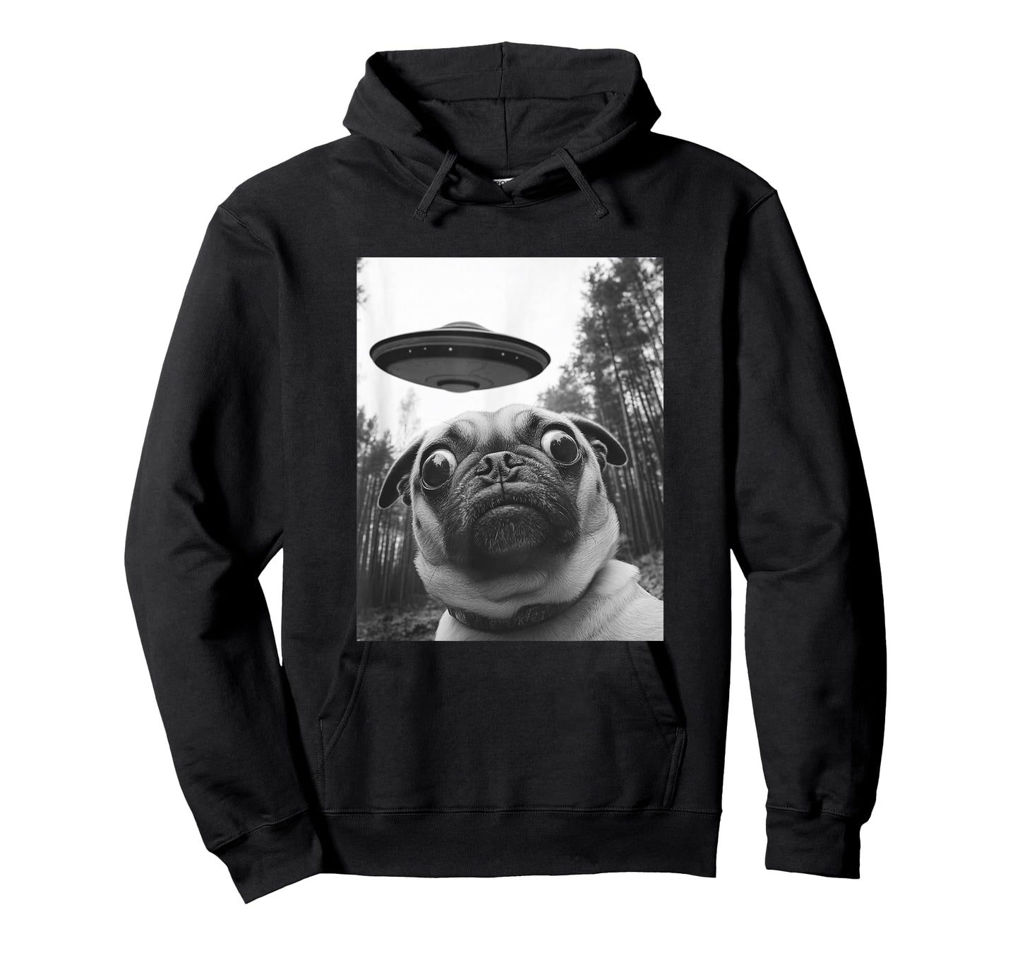 Funny Pug Selfie with UFO T-Shirt