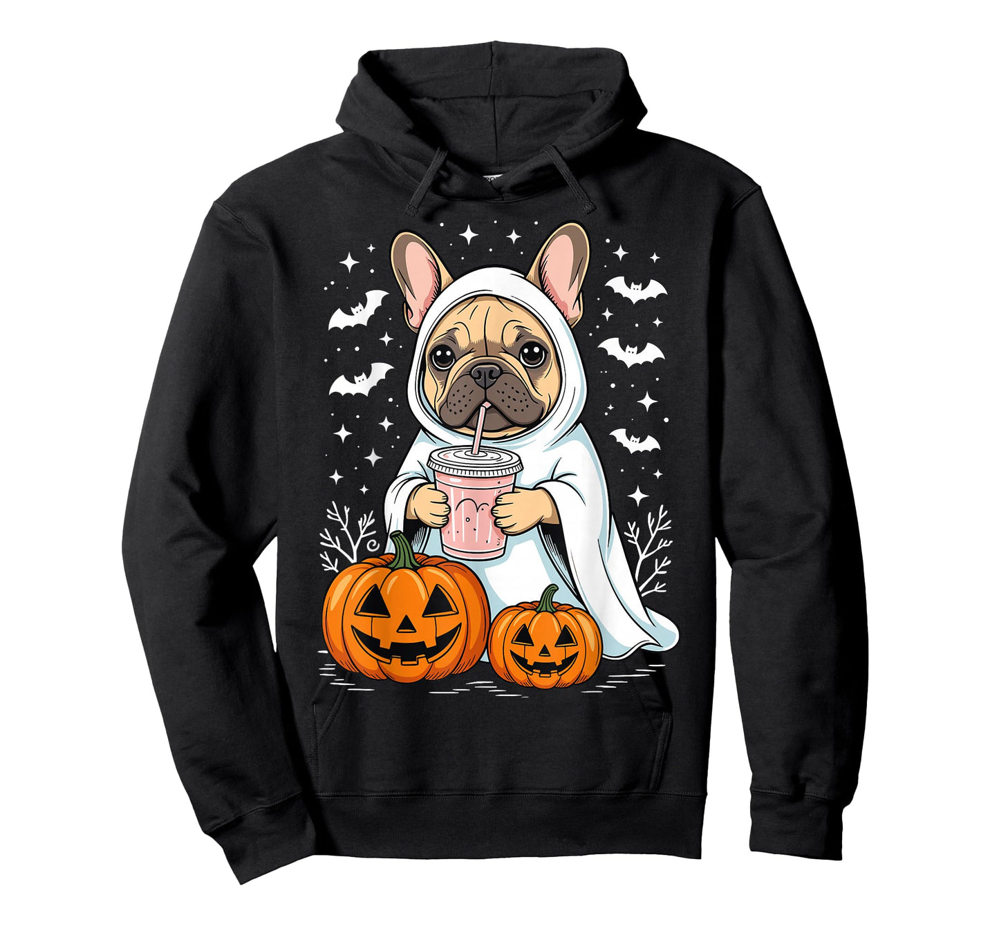 Cute Bulldog Ghost Halloween Pumpkin French Bulldog T-Shirt