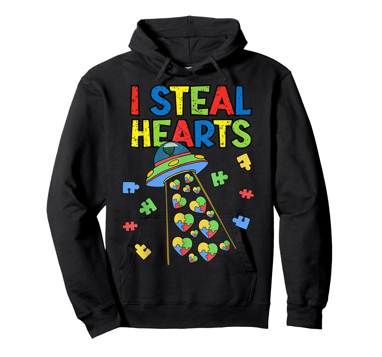 I Steal Hearts Puzzle Autism Awareness Cute Aliens Lover UFO T-Shirt