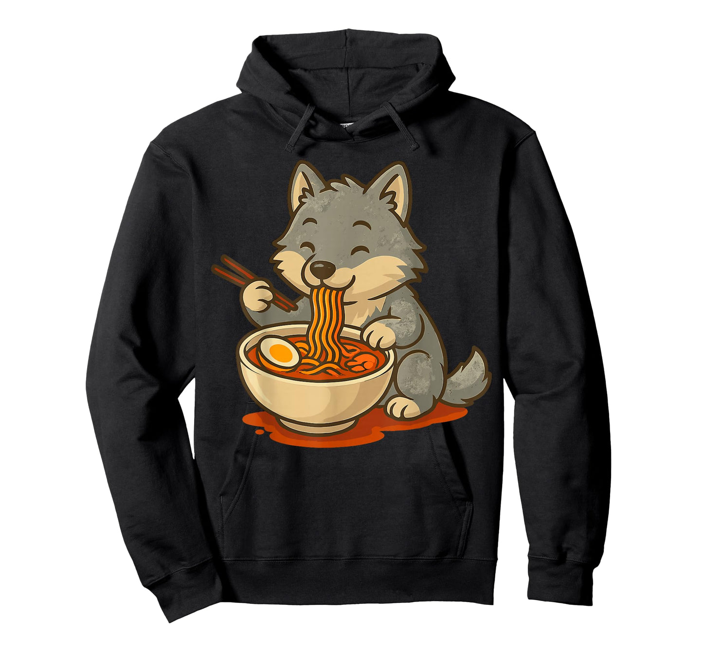 Wolf Eating Ramen Noodles T-Shirt