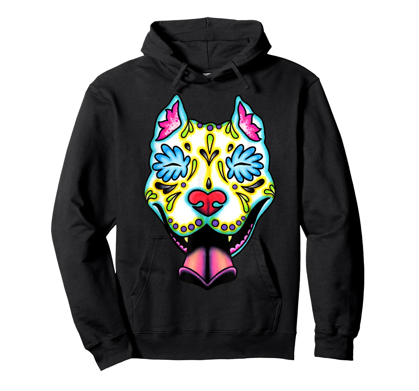 Slobbering Pit Bull - Day of the Dead Sugar Skull Pitbull T-Shirt