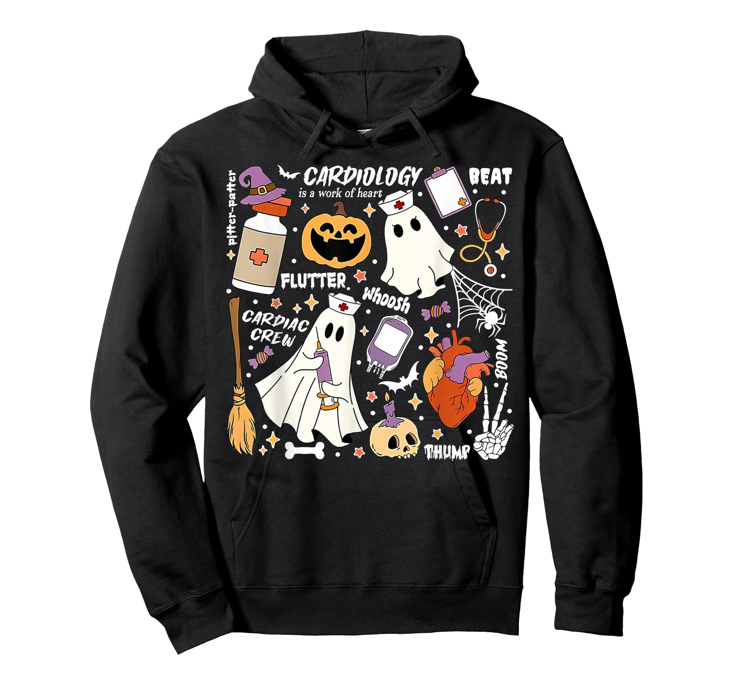 Cardiology Ghost Halloween Pumpkin CVICU Cardiac Nurse T-Shirt