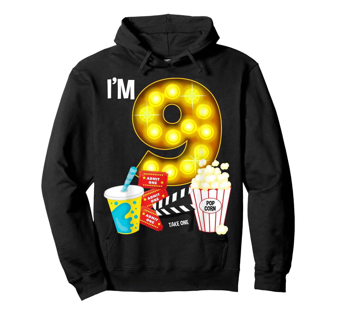 Movie Night Party 9th Birthday Movie Theme Kids Birthday T-Shirt