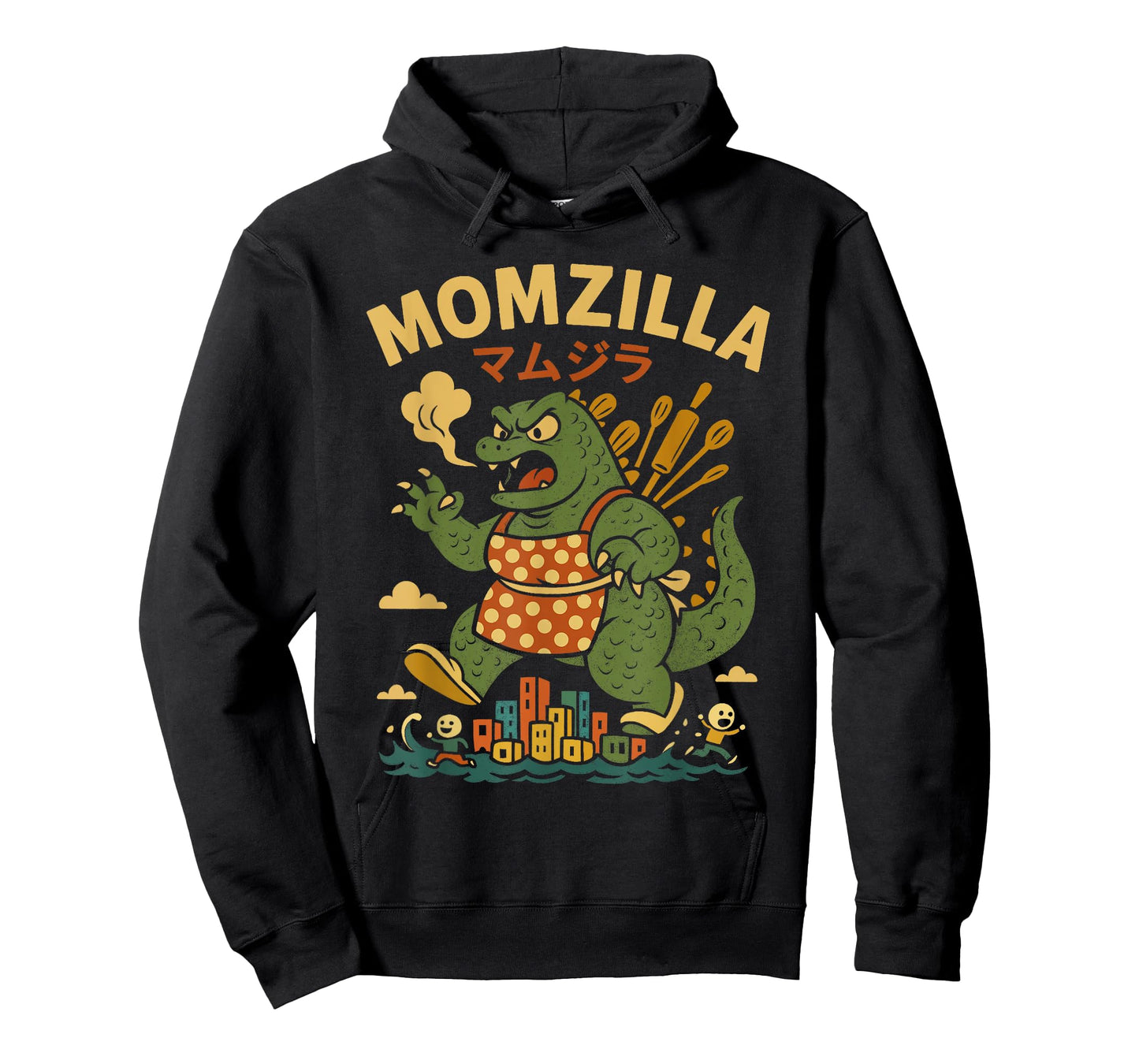 Momzilla Funny Kaiju Parody Retro Japanese Coffee Mom T-Shirt