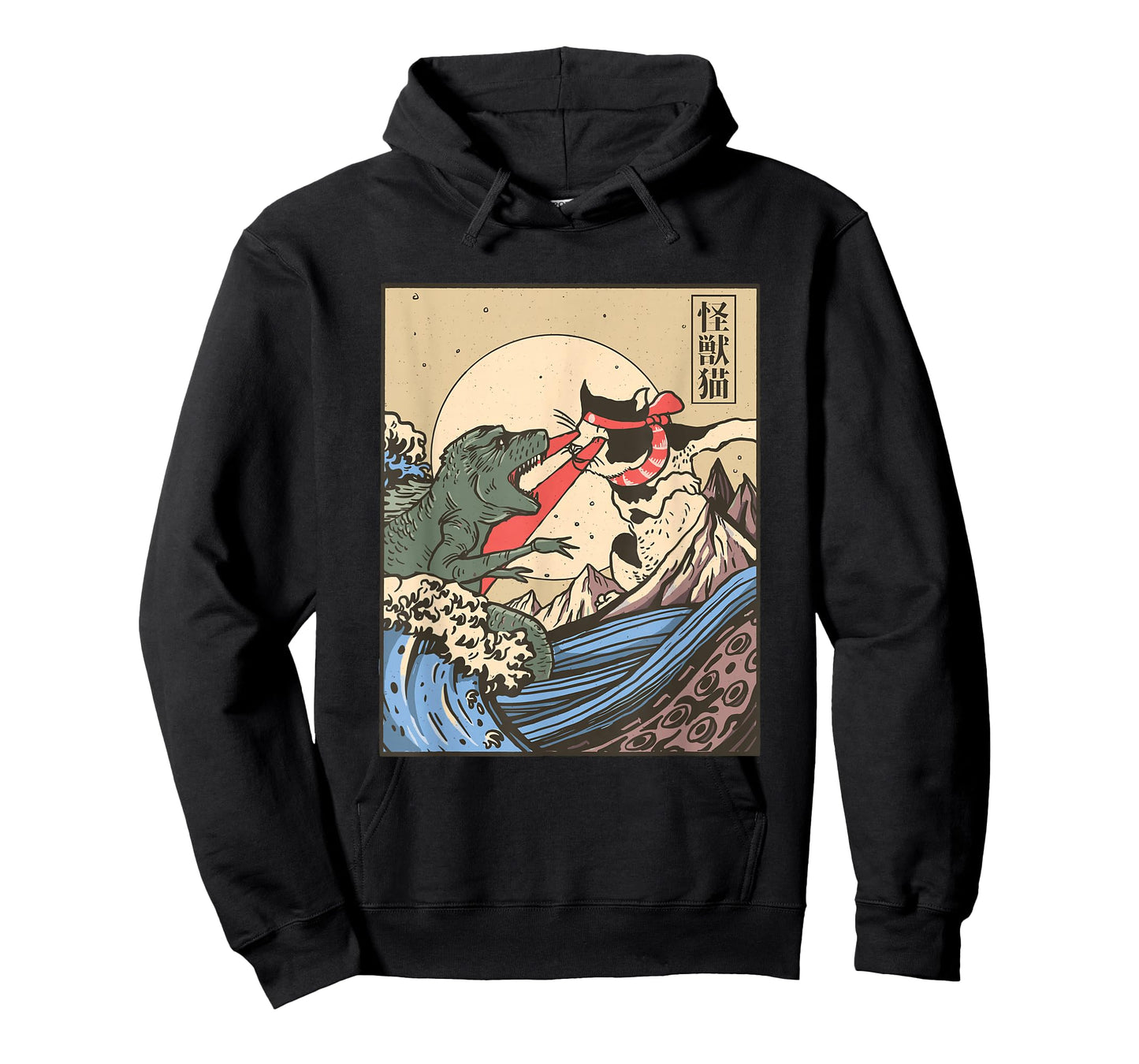 Kaiju Monster vs Cat Laser Eye Fight Japanese Zilla T-Shirt