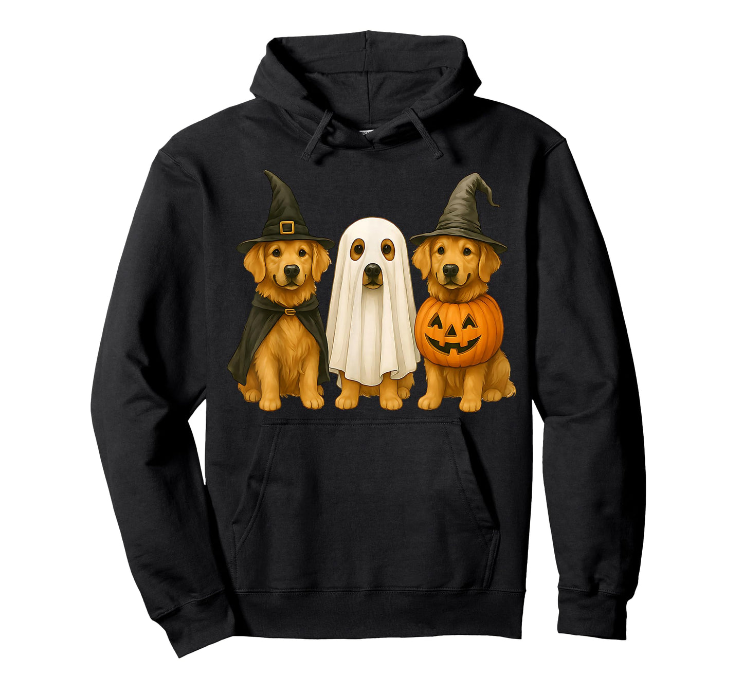 Golden Retriever Halloween Witch Ghost Pumpkin T-Shirt