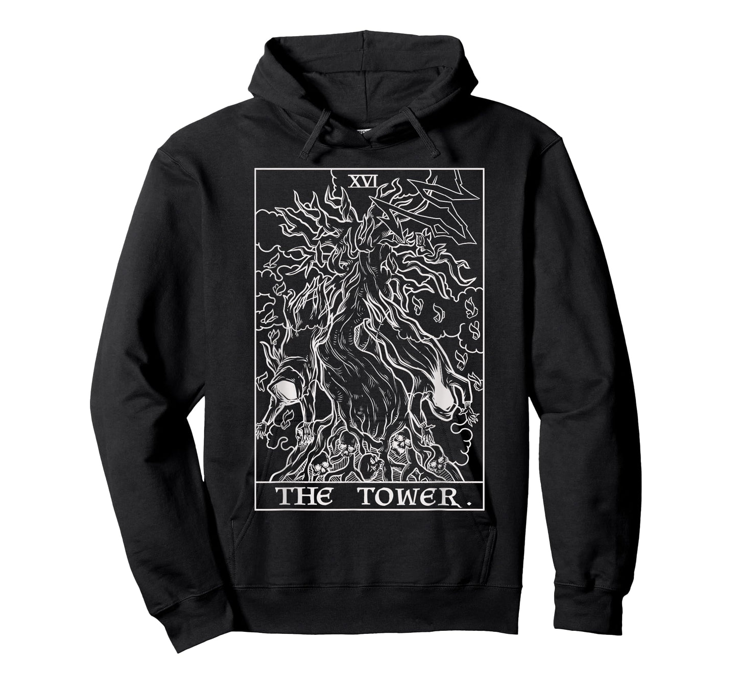 The Tower Tarot Card Halloween Tree of Life Spooky Gothic T-Shirt