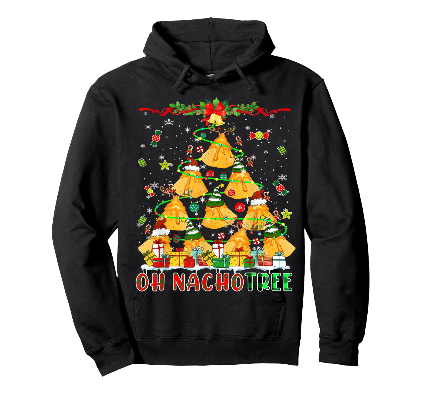 Nacho Christmas Tree Santa Reindeer Elf Mexican Nachos Lover T-Shirt