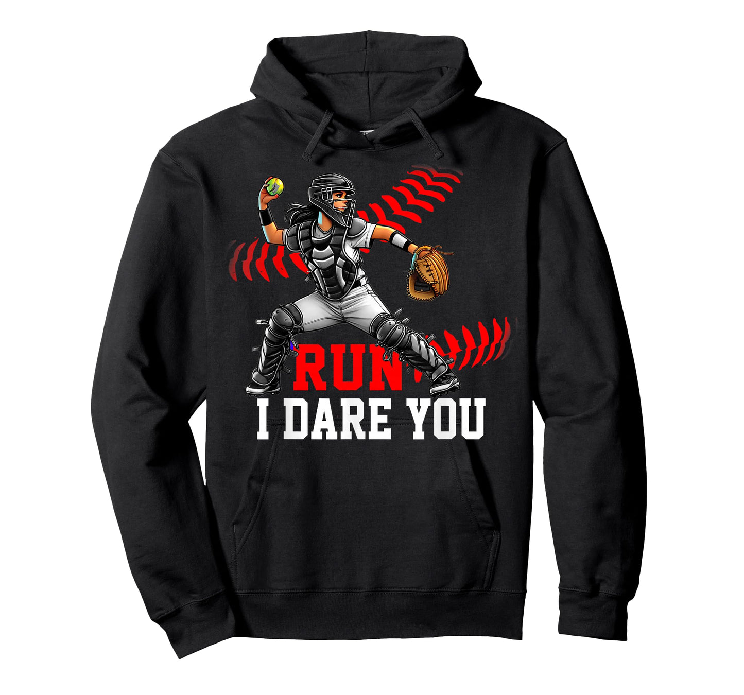 Softball Catcher Run I Dare You Design for Girls & Women T-Shirt