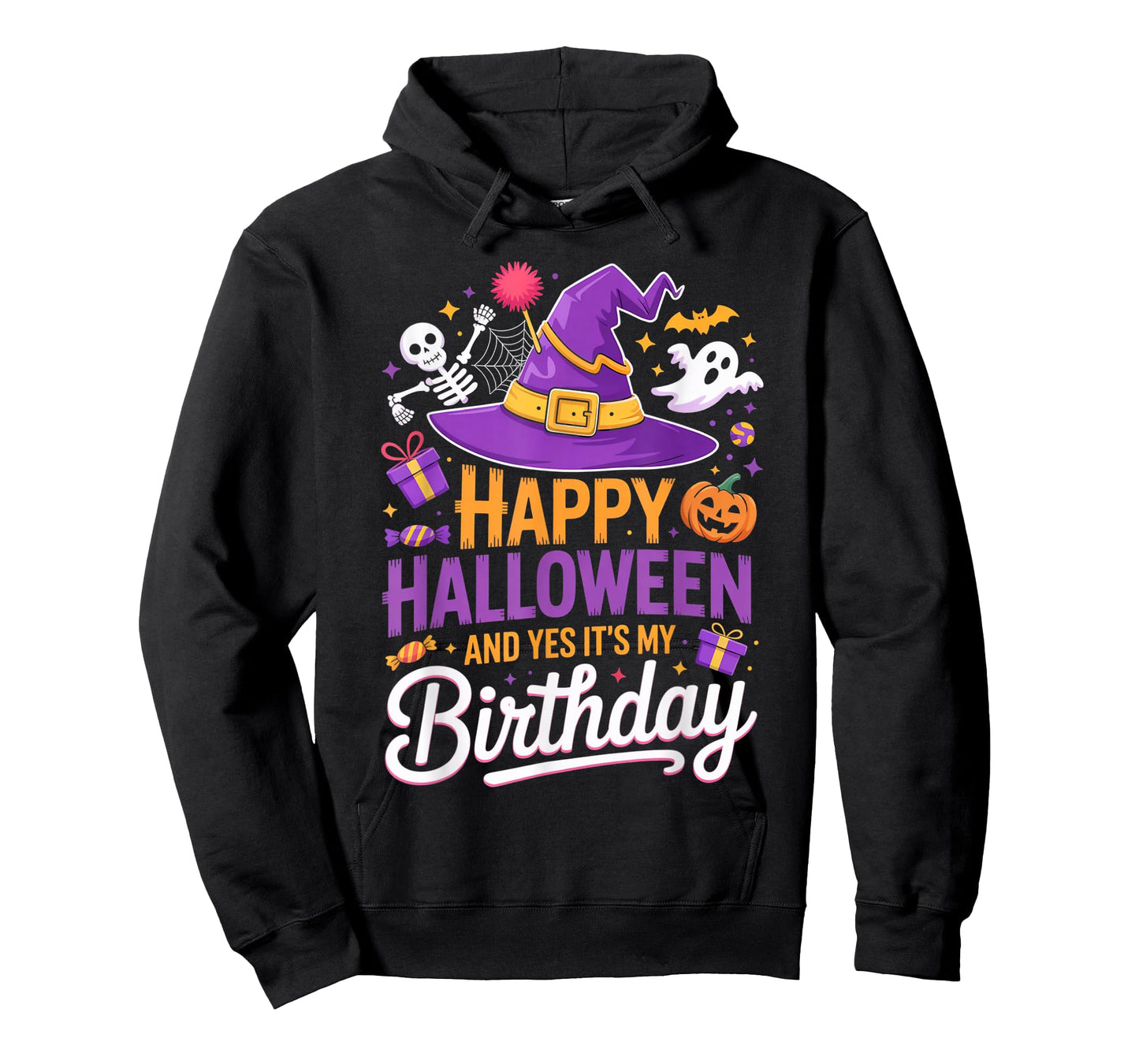 Happy Halloween and Yes It’s My Birthday Witch hat Spooky T-Shirt